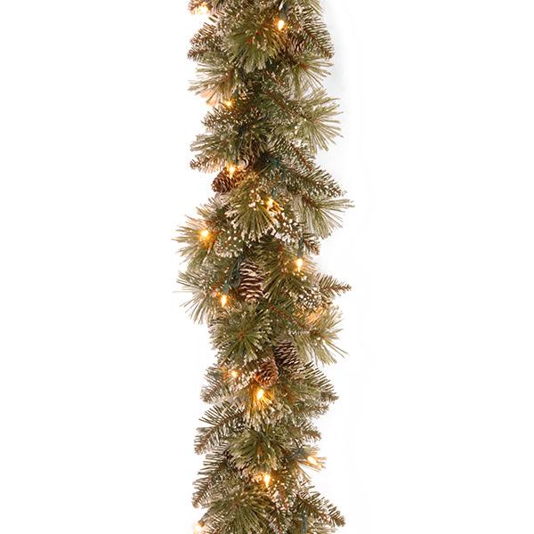 Premium Glittery Pine Garland 9'x10" Multi