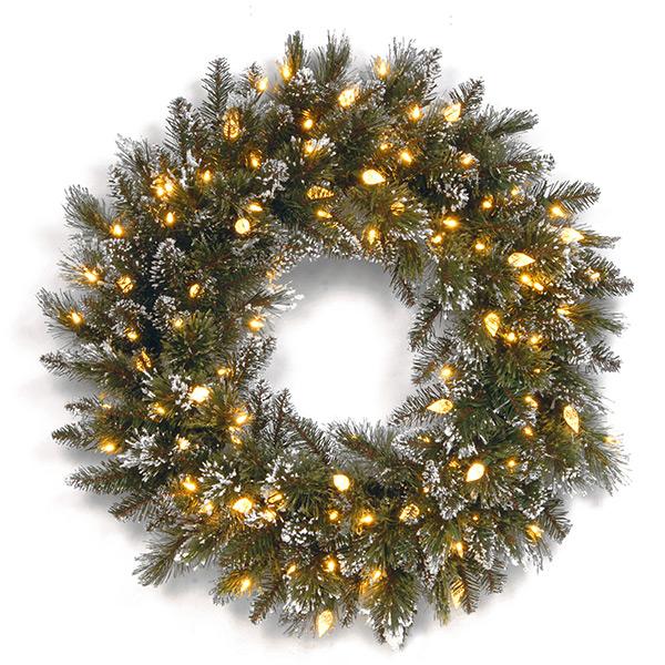 Premium Glittery Pine Diamond Cap Wreath 48"