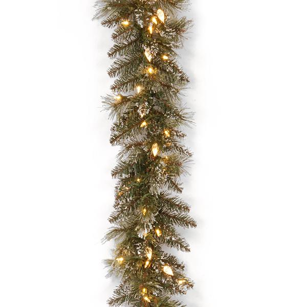 Premium Glittery Pine Diamond Cap Garland 9'x10"