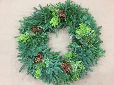 Mixed Wreath with Cones 42in