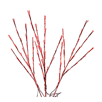 32" Red with Red Lights LED Twig Branches S/3