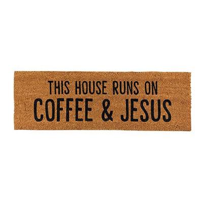 Doormat Coir This House Runs on Coffee and Jesus