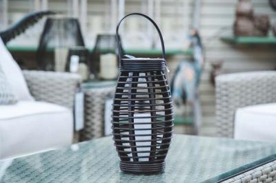 TALL BLACK Lantern with SOLAR LED candle