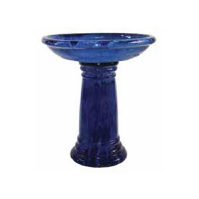 Glazed Birdbath Set - Classic Blue