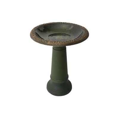 Green Resin Birdbath