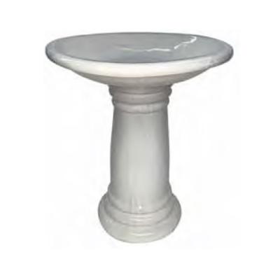 Glazed Birdbath Set - Crackle White