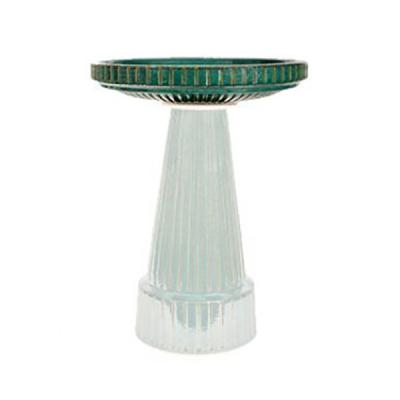 Glazed Birdbath Top - Green