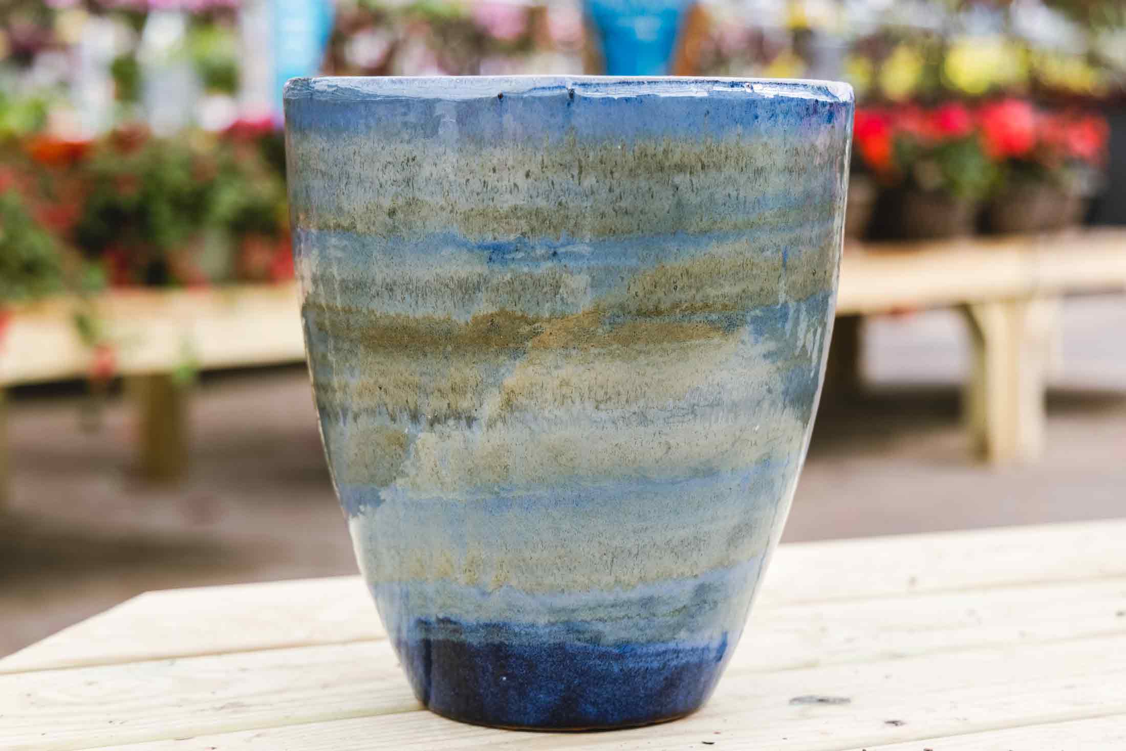 11" Blue/Grey Egg Pot