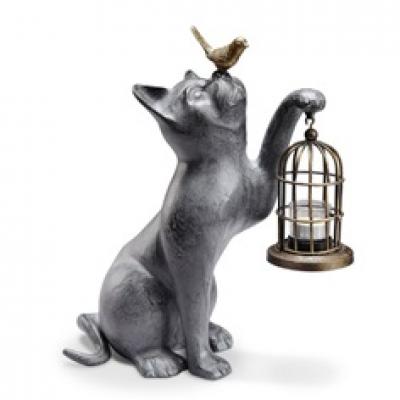 Cat with Lantern Figure