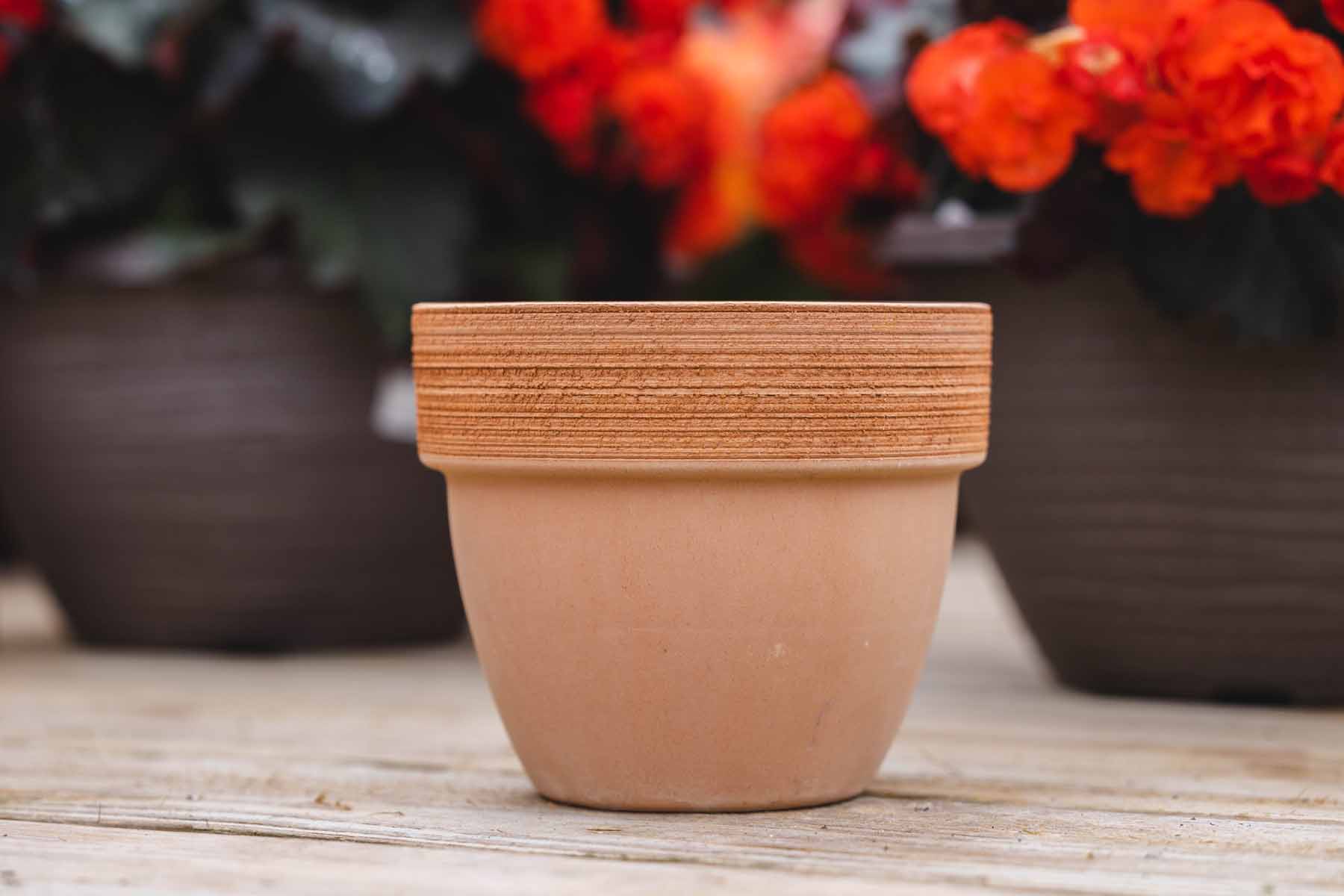 16cm Scratched Light Orange Round Pot