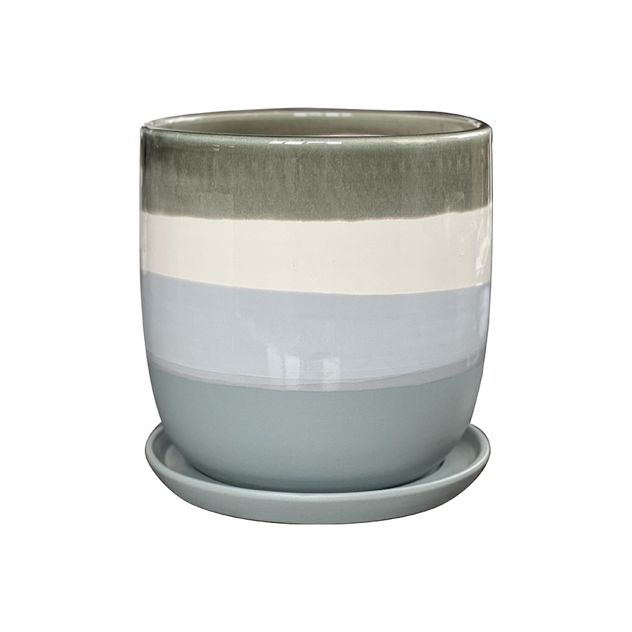 7" Gray Striped Planter