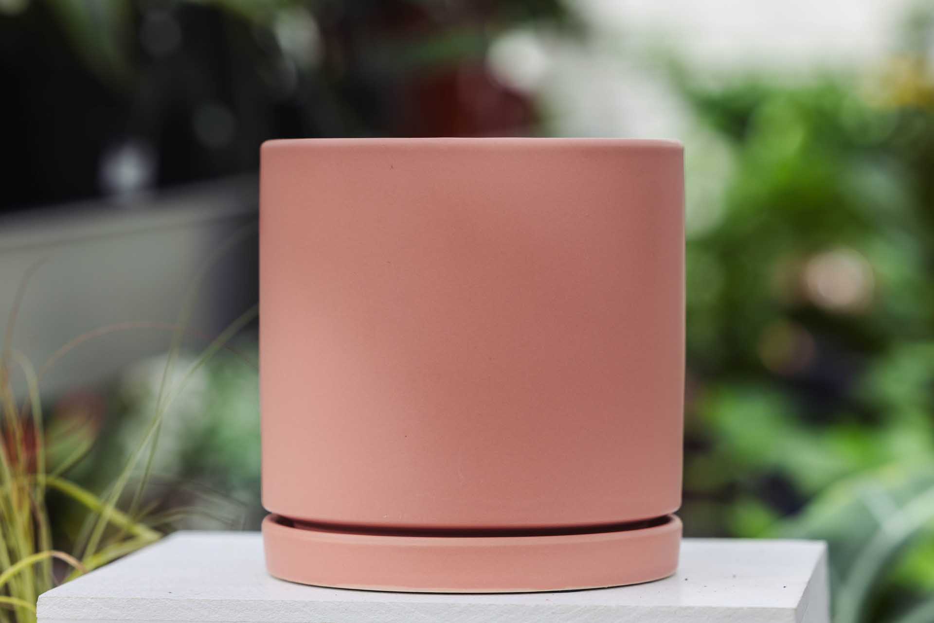 8" Matte Red Cylinder Planter