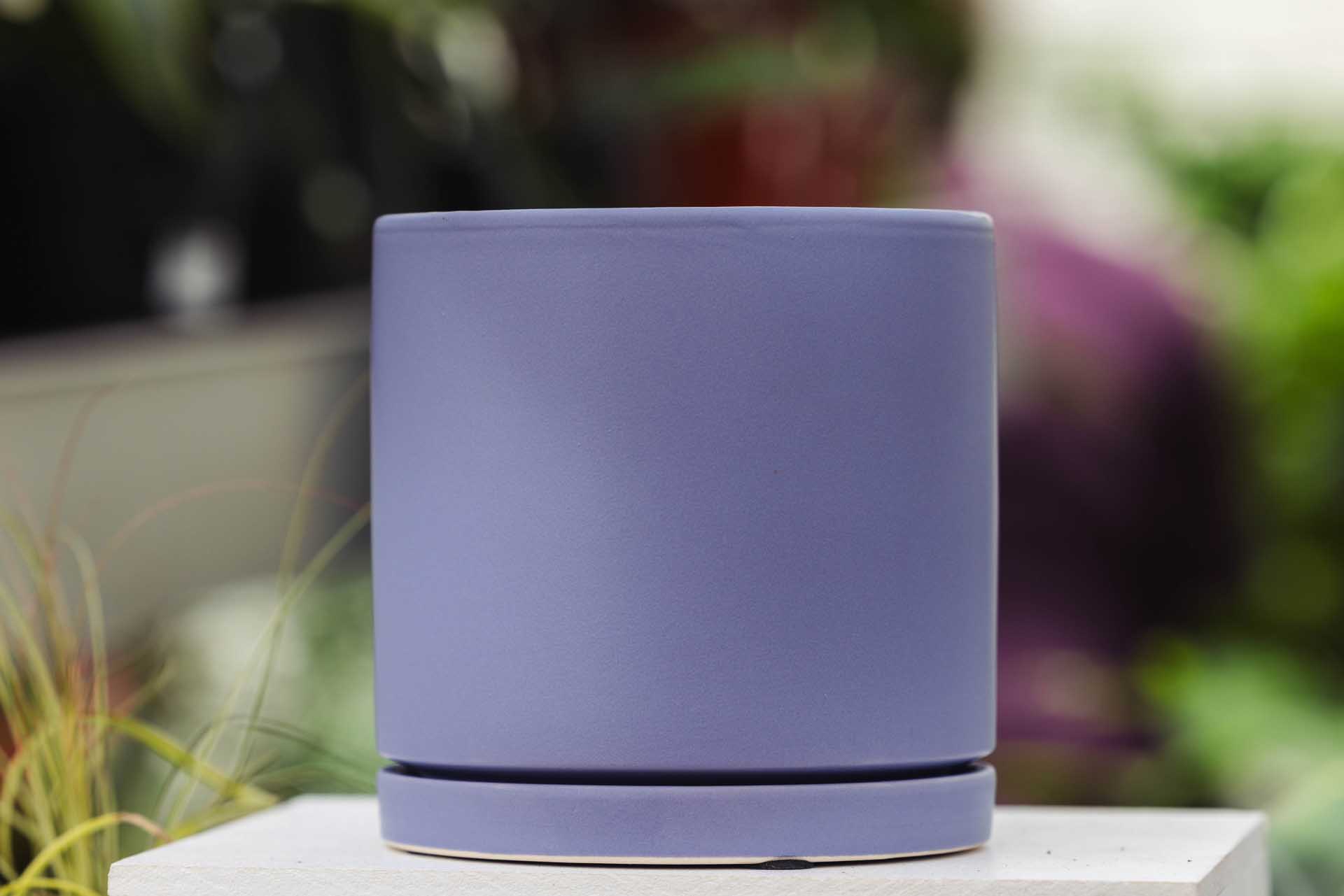 8" Matte Slate Blue Cylinder Planter