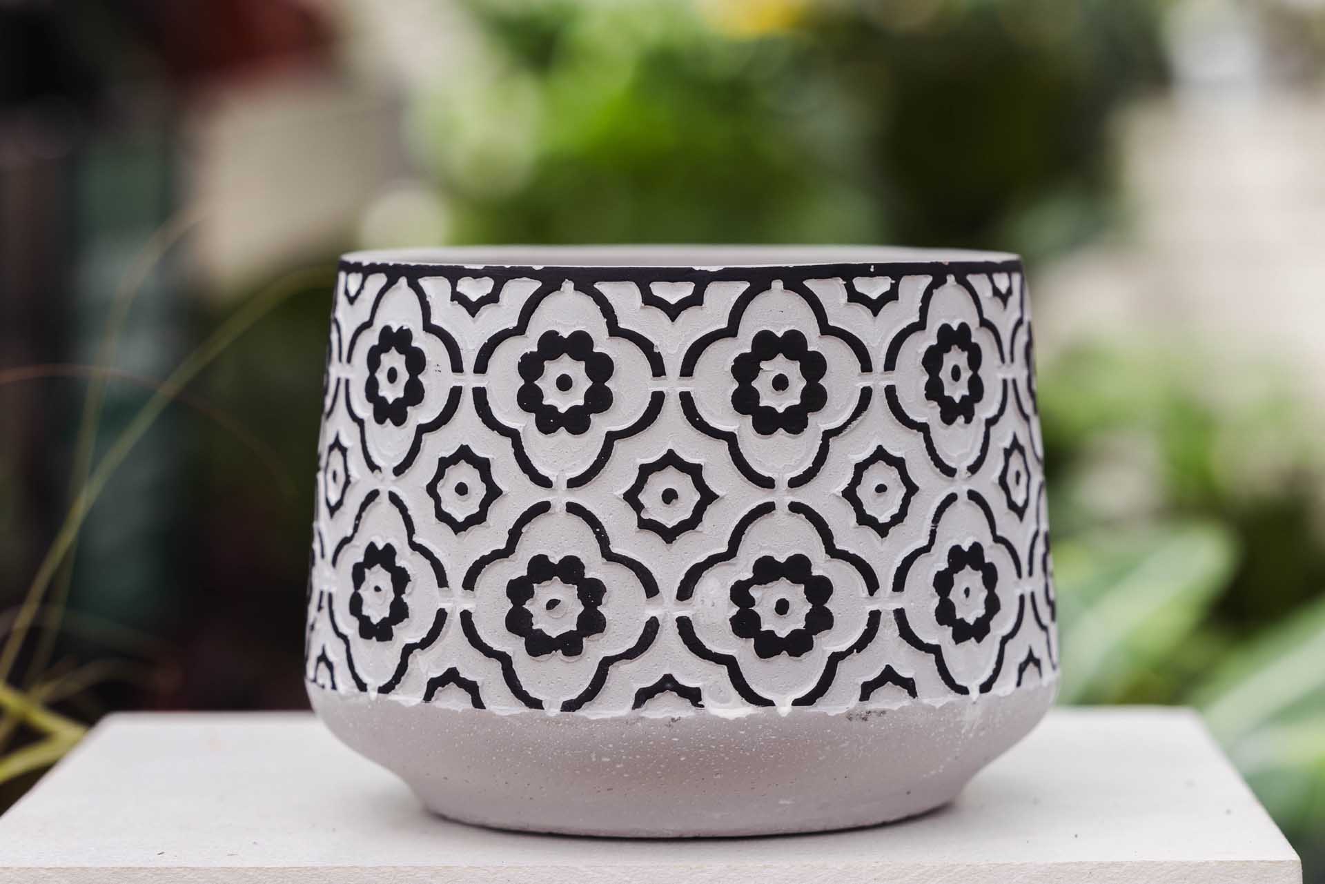 5" Black & White Flower Planter