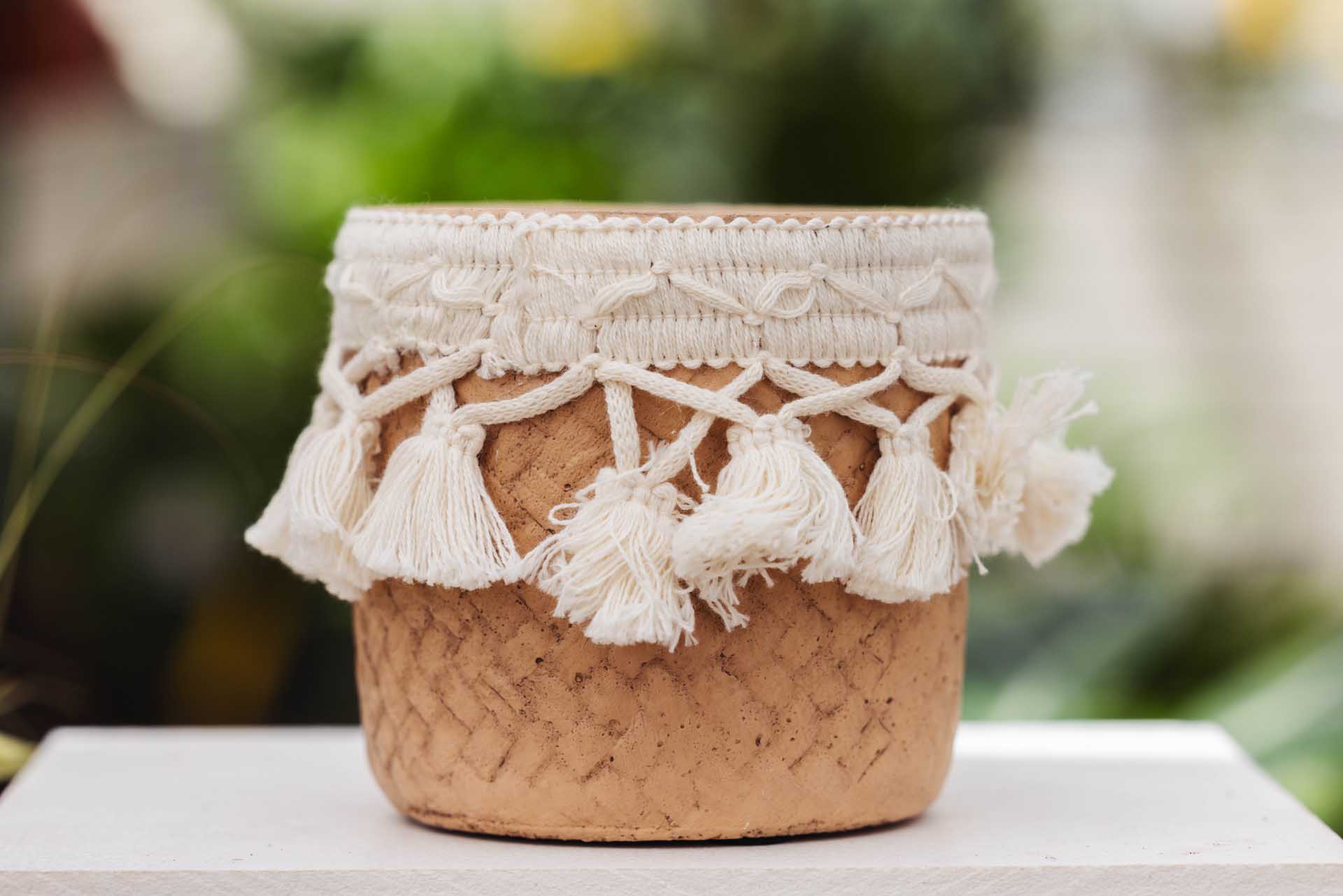 4" Basket with Tassel Planter