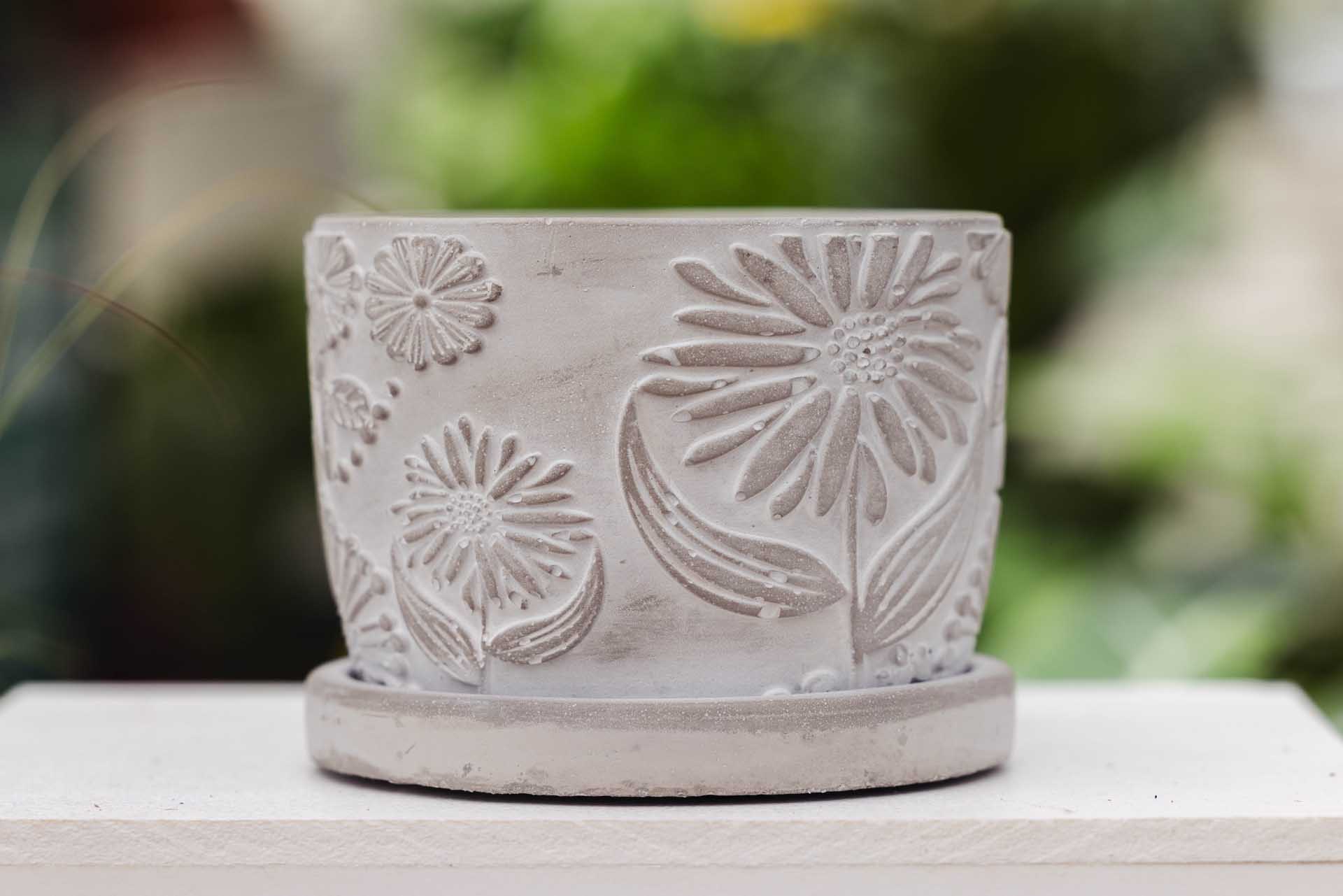 4" Gray Flower Planter