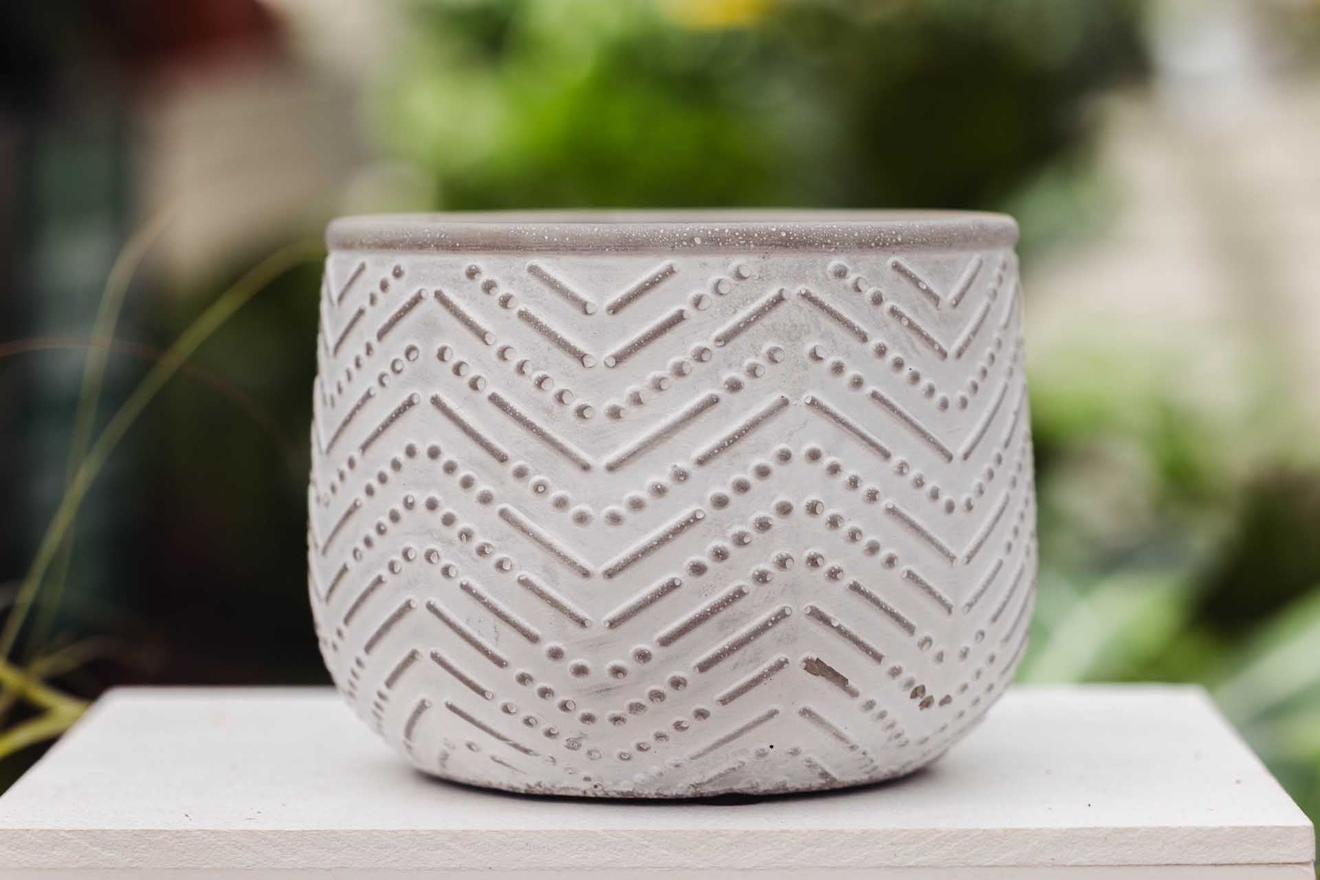 5" Gray Etched Lines Planter