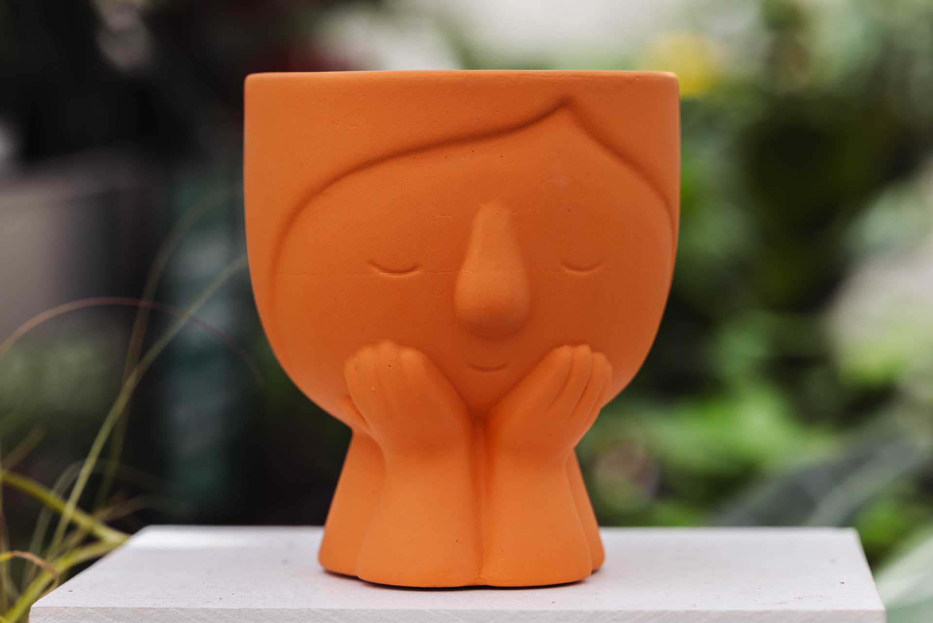 5.5" Terracotta Face Cache Pot