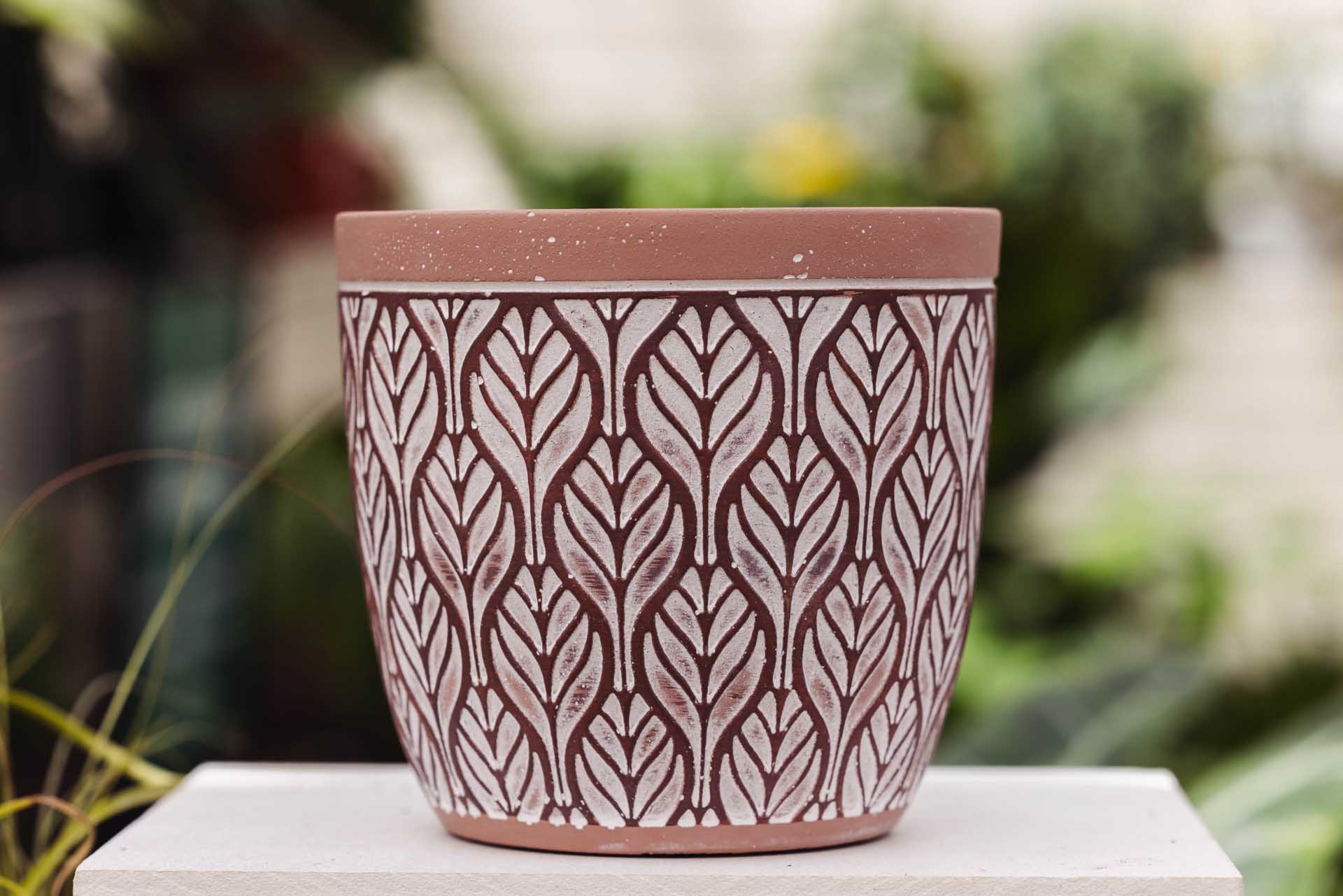 5.5" Terracotta Leaf Cache Pot