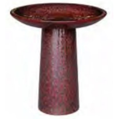 Contempo Ceramic Birdbath Set Wine Red