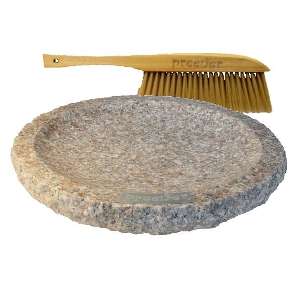 Granite Birdbath with Brush