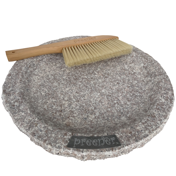 Granite Birdbath with Brush