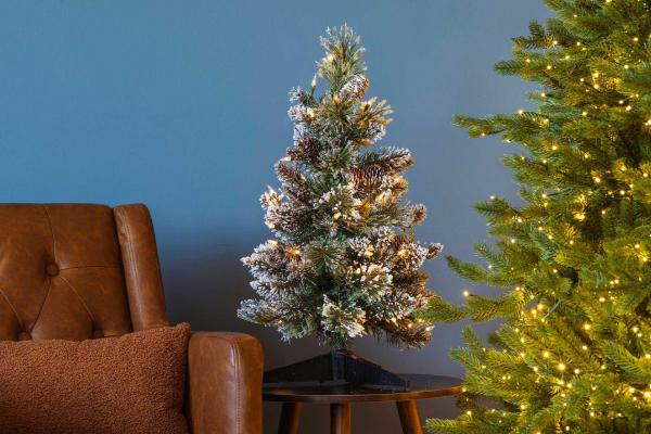 Premium Glittery Pine Warm White LED Tree 18"