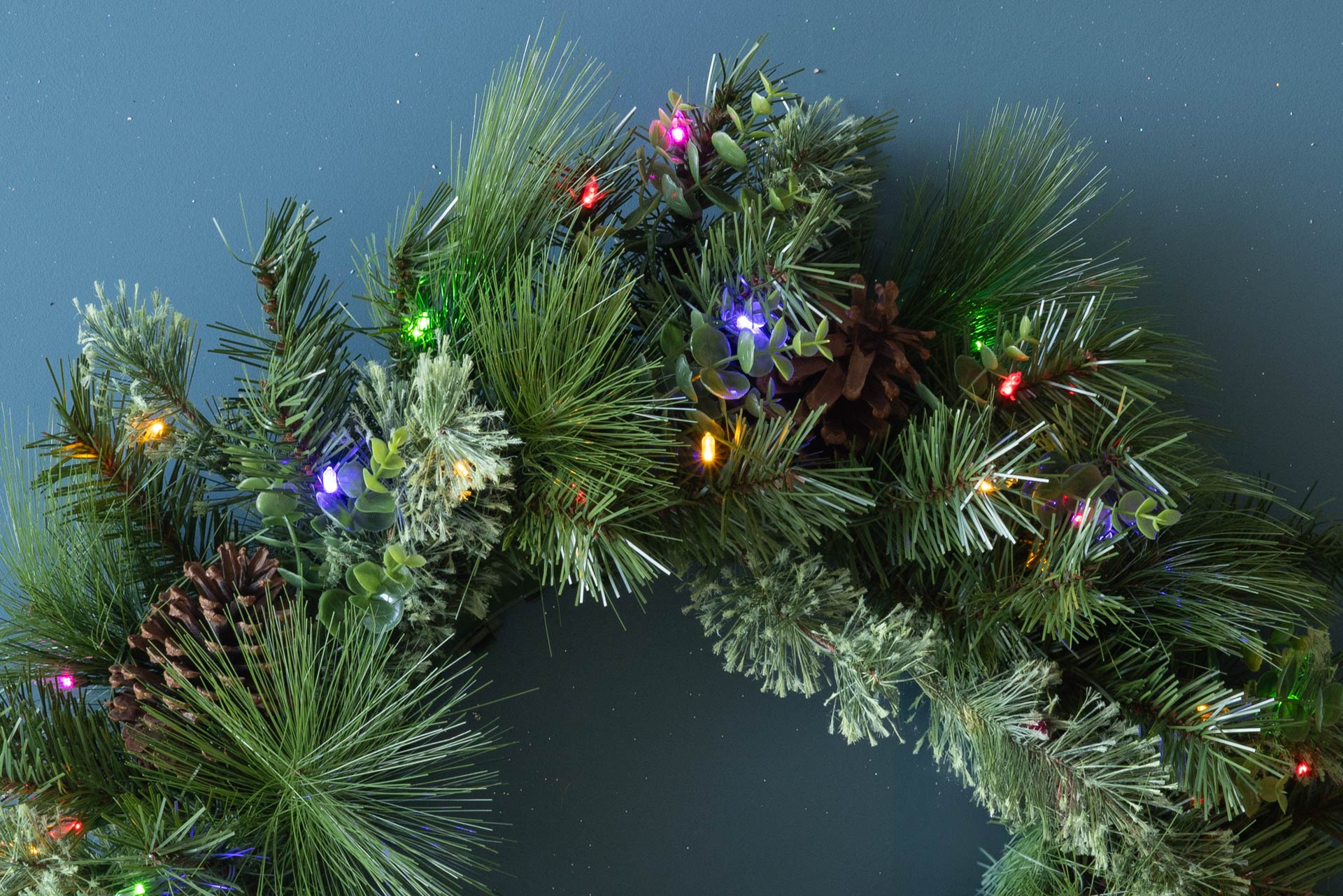 Eucalyptus & Cones Dual Color&reg; LED Garland 9'x12"