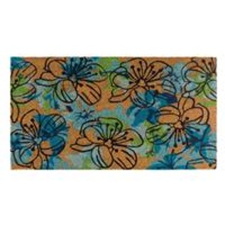 Blue Flowers Coir Garden Mat