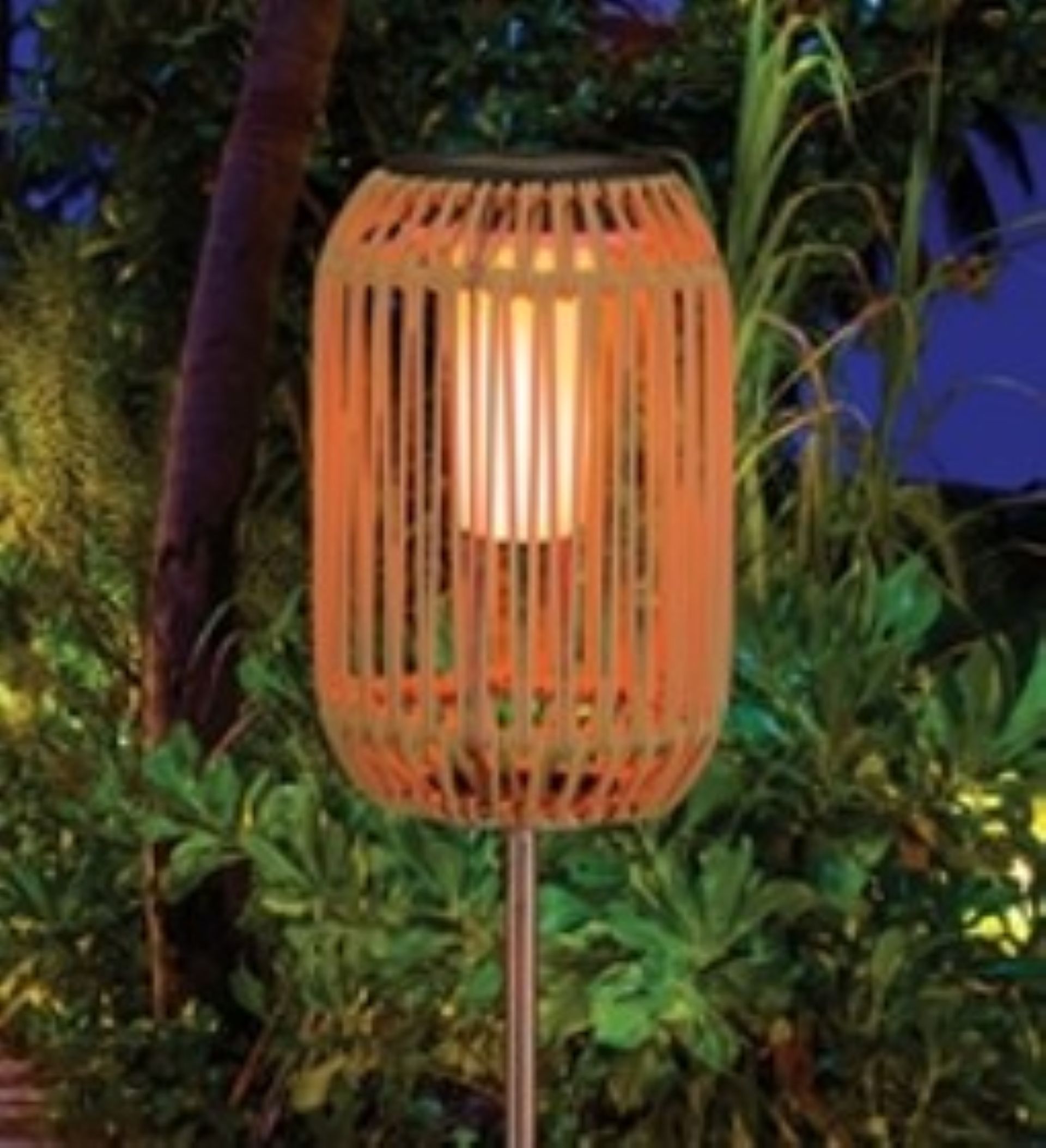 Wicker Cylinder Solar Garden Stake