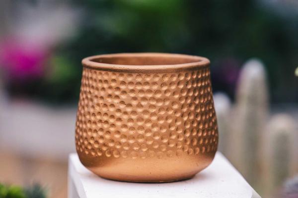 6" Copper Dimpled Cache Pot