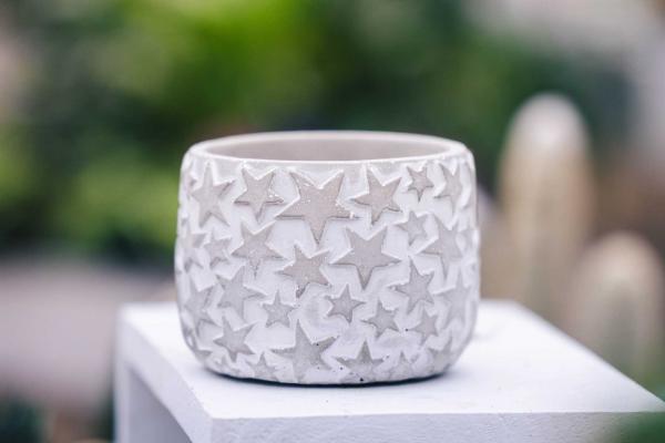 4.5" White & Gray Stars Cache Pot