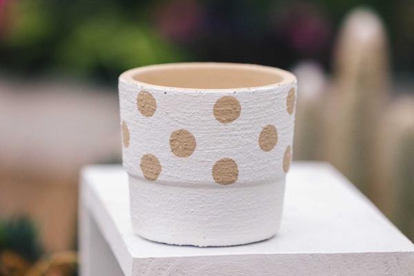 4.5" Gold Polka Dots Cache Pot