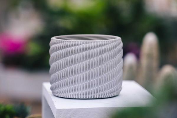 5" Gray Diagonal Ribbed Cache Pot