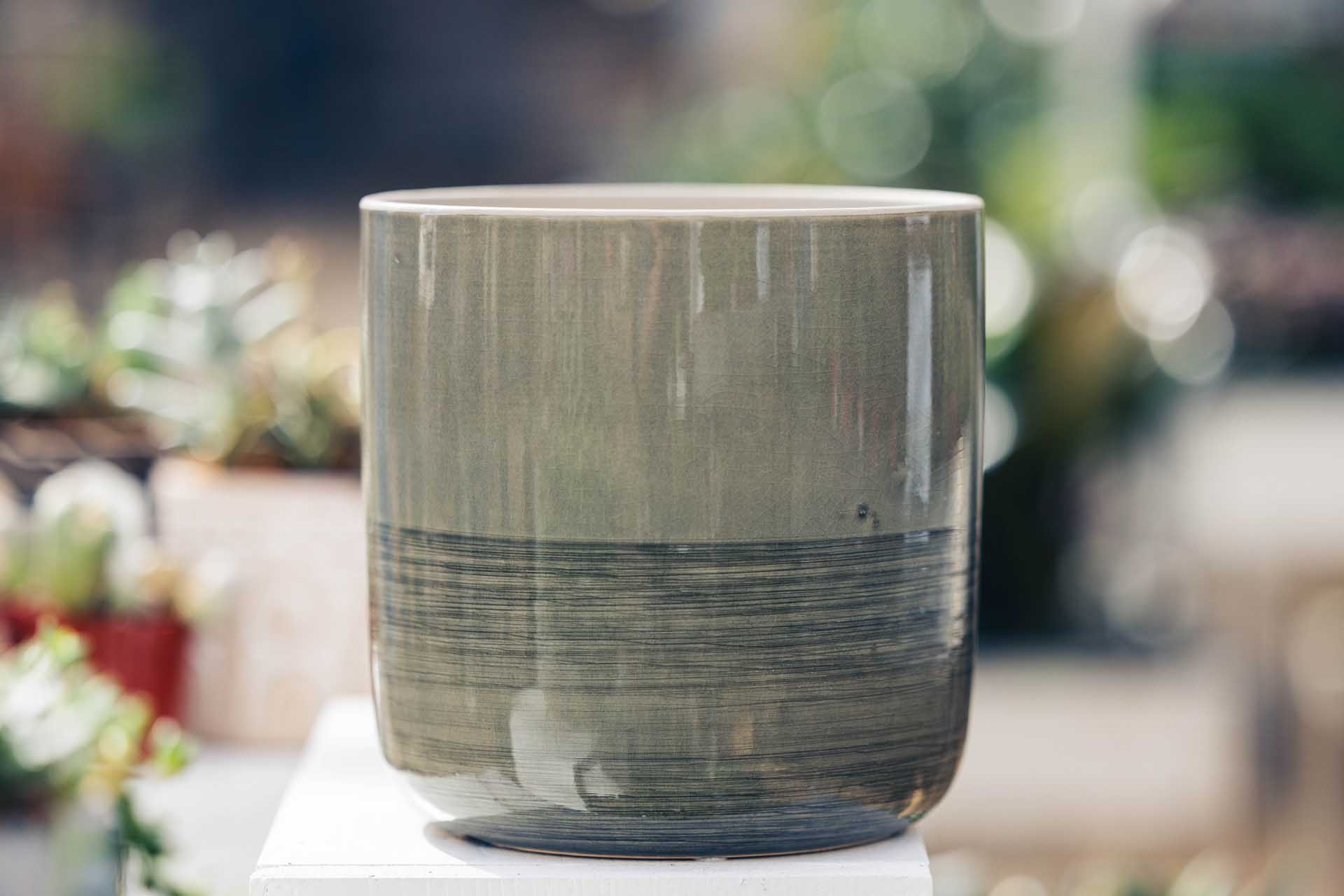 7" Green Tall Bradford Cache Pot