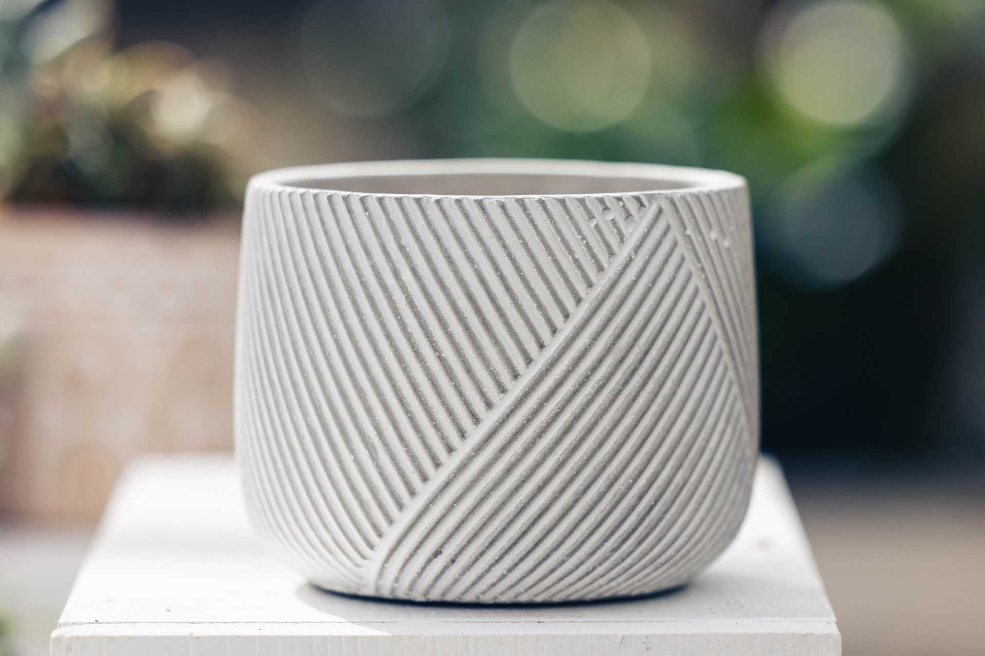 5" Gray Mixed Ribbed Diagonals Cache Pot
