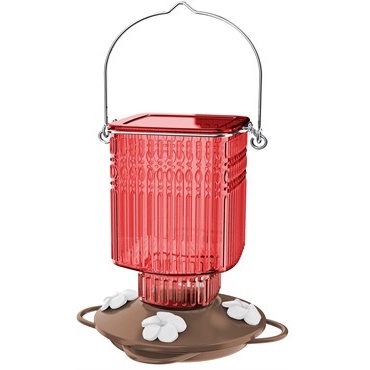 Crimson Carnation Antique Glass Hummingbird Feeder