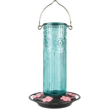 Antique Glass Gravity Hummingbird Feeder