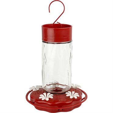 Scarlet Swirl Glass Hummingbird Feeder
