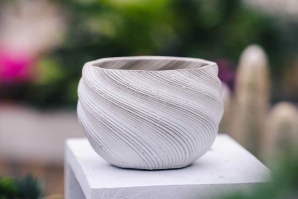 5.75" Gray Swirl Cache Pot
