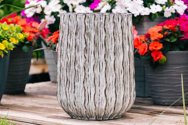 12" White Tall Vertical Wave Pot