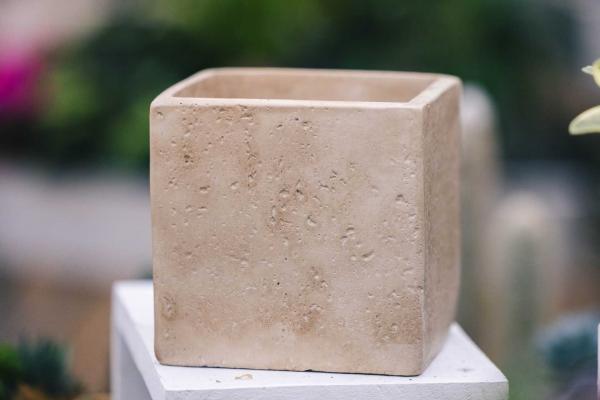 3" Cement Box Cache Pot