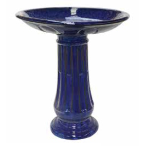 Glazed Birdbath Set - Large Athena Blue