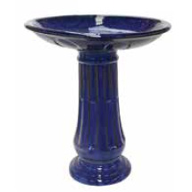 Glazed Birdbath Set - Small Athena Blue
