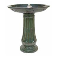 Glazed Birdbath Set - Small Athena Metallic Green