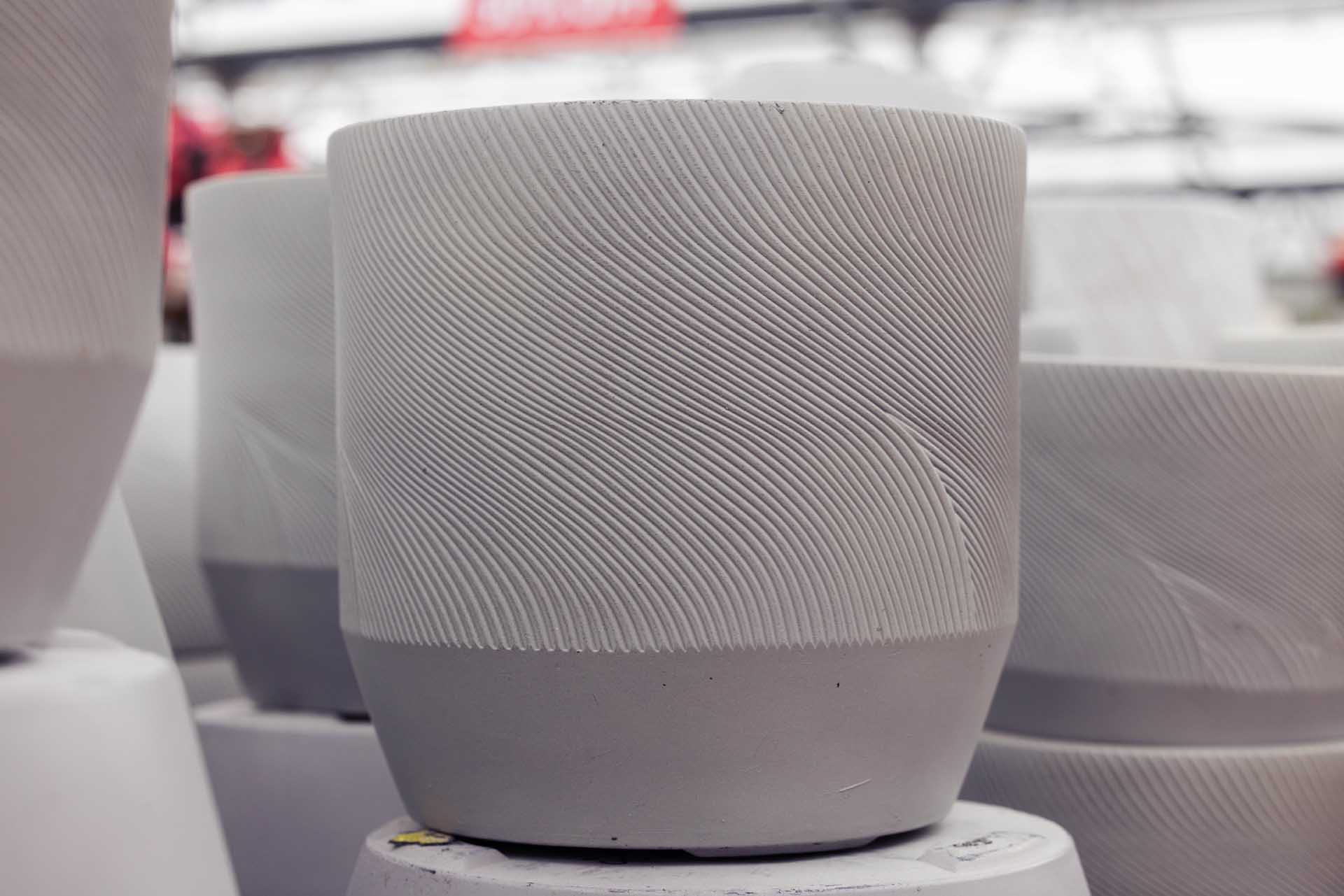 18" Gray Stripe Straight Planter