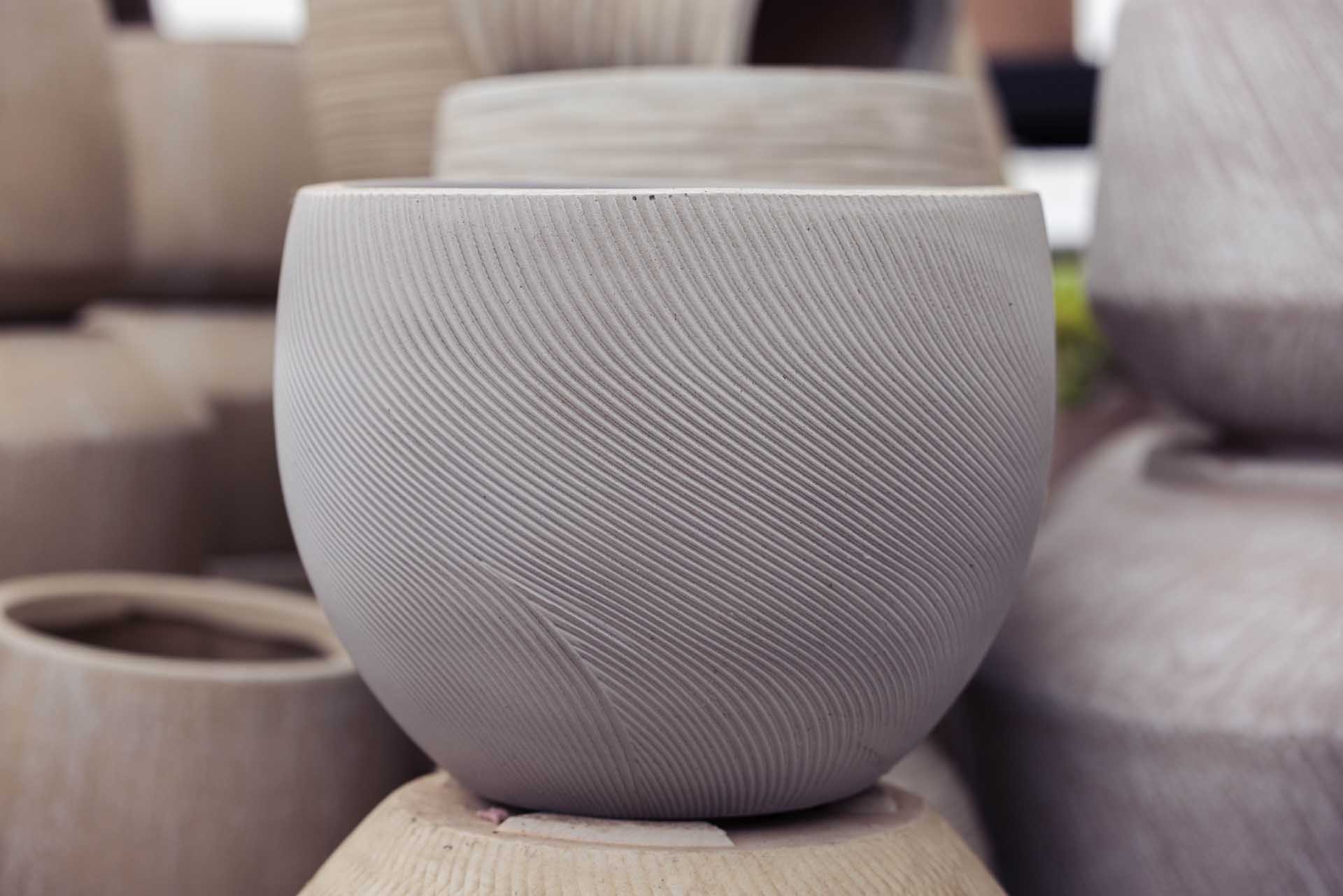 14.5" Gray Stripe Egg Bowl